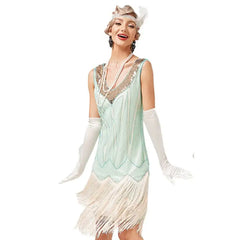 V-neck Tassel Vintage Dress in European and American Style