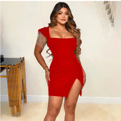 Tassel Dress for Women - Tight Sleeveless Style