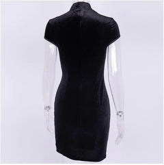 Vintage Velvet Split Hem Dress for Dark Aesthetic