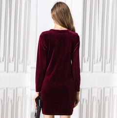 LIVA Velvet Long Sleeve Bodycon Dress