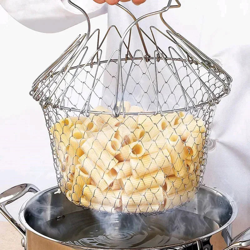 Multi-Functional Foldable Frying Basket for Kitchen