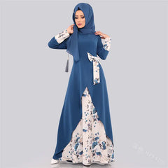 Muslim Women's Printed Patchwork Long Dress (Middle East)