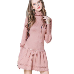 Vintage High Neck Ruffled Dress