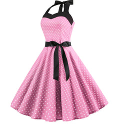 Polka Dot Strapless Vintage Dress with Flared Skirt