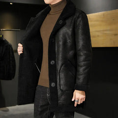 Men's Thick Double-sided Velvet Mid-length Winter Coat