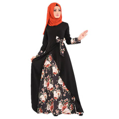 Muslim Women's Printed Patchwork Long Dress (Middle East)