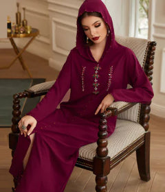 Dubai Turkish Muslim Dress with Moroccan Hat and Beads