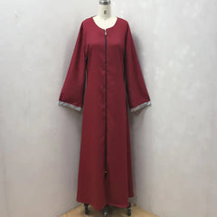 Dubai Turkey Jalabiya Zipper Cardigan Robe