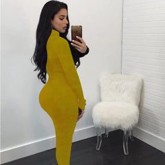 Chic Long Sleeve Wool Dress
