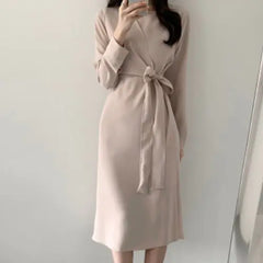 Korean Daejeon Long Slim Fit Vintage Dress for Women