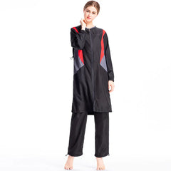 Plus Size Color Block Zip Middle Eastern Women's Swimwear