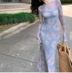 Vintage Floral Print Dress for Women