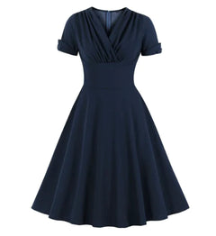 Vintage Style V-Neck A-Line Dress for Women