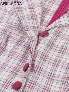 Vintage 50s Hepburn Style Women's Plaid Party Dress