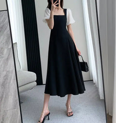 French Vintage Hepburn Square Neck Dress