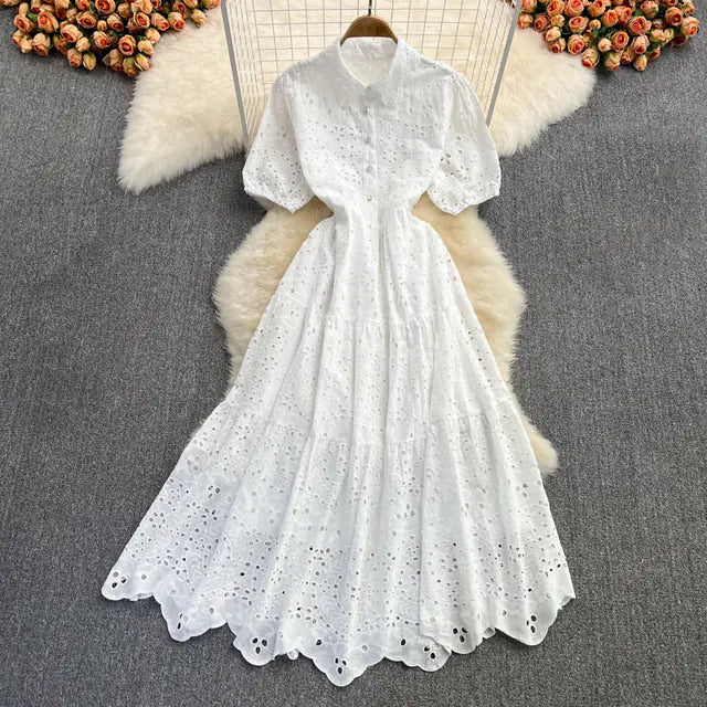 Tingfly Vintage Boho Summer Embroidery Midi Dress