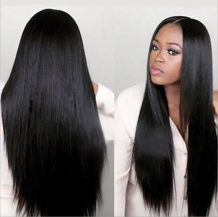 Black Long Straight WIG with Middle Part, Heat-Resistant