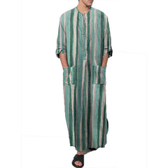 Middle Eastern Men's Long Sleeve Striped Robe