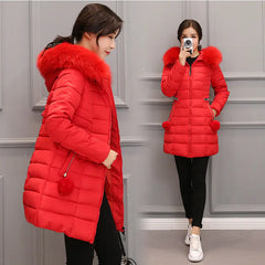 2018 Women's Long Winter Coat with Fur Collar