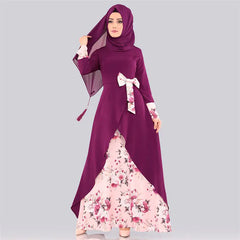 Muslim Women's Printed Patchwork Long Dress (Middle East)