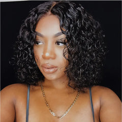 African Short Curly Wig with Middle Parting
