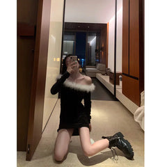 Vintage Velvet Sexy Audrey Hepburn Little Black Dress