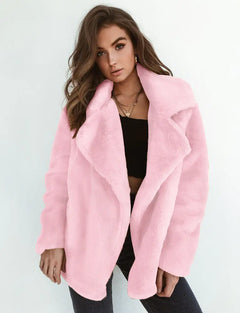 Fashionable Women's Plush Collar Autumn Winter Coat