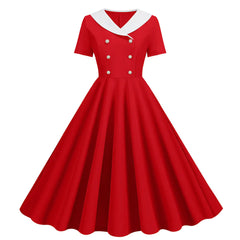 2020 Vintage Doll Collar Short Sleeve Dress