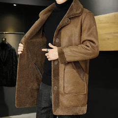 Men's Thick Double-sided Velvet Mid-length Winter Coat