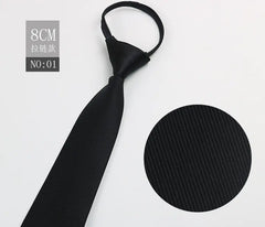 Black Men's Tie - Blue Striped Business Zipper Tie
