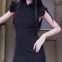 Vintage Split Black Dress