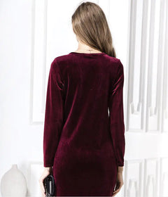 LIVA Velvet Long Sleeve Bodycon Dress