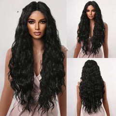 Long Curly Middle Part Silk Wig for Women