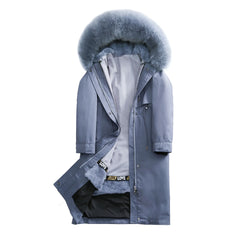 Women's Korean Style Thick Parka with Detachable Fur Collar