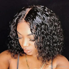 African Short Curly Wig with Middle Parting