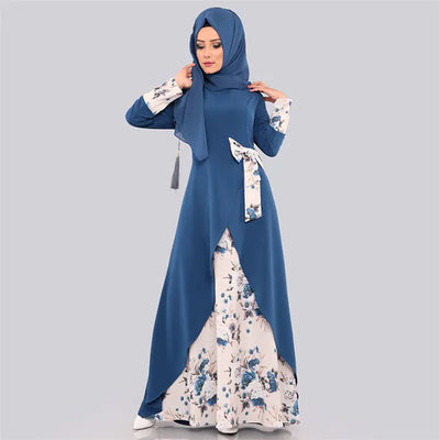 Muslim Women's Printed Patchwork Long Dress (Middle East)
