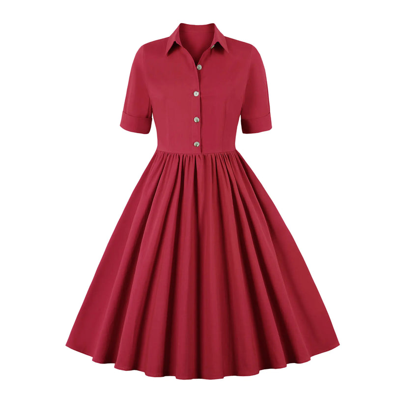 Vintage Short Sleeve Dress with Waist Cinching